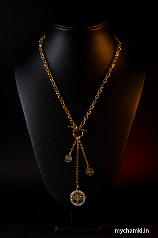 Elegant Tree of Life Charm Necklace for Women – Gold Plated Chain
