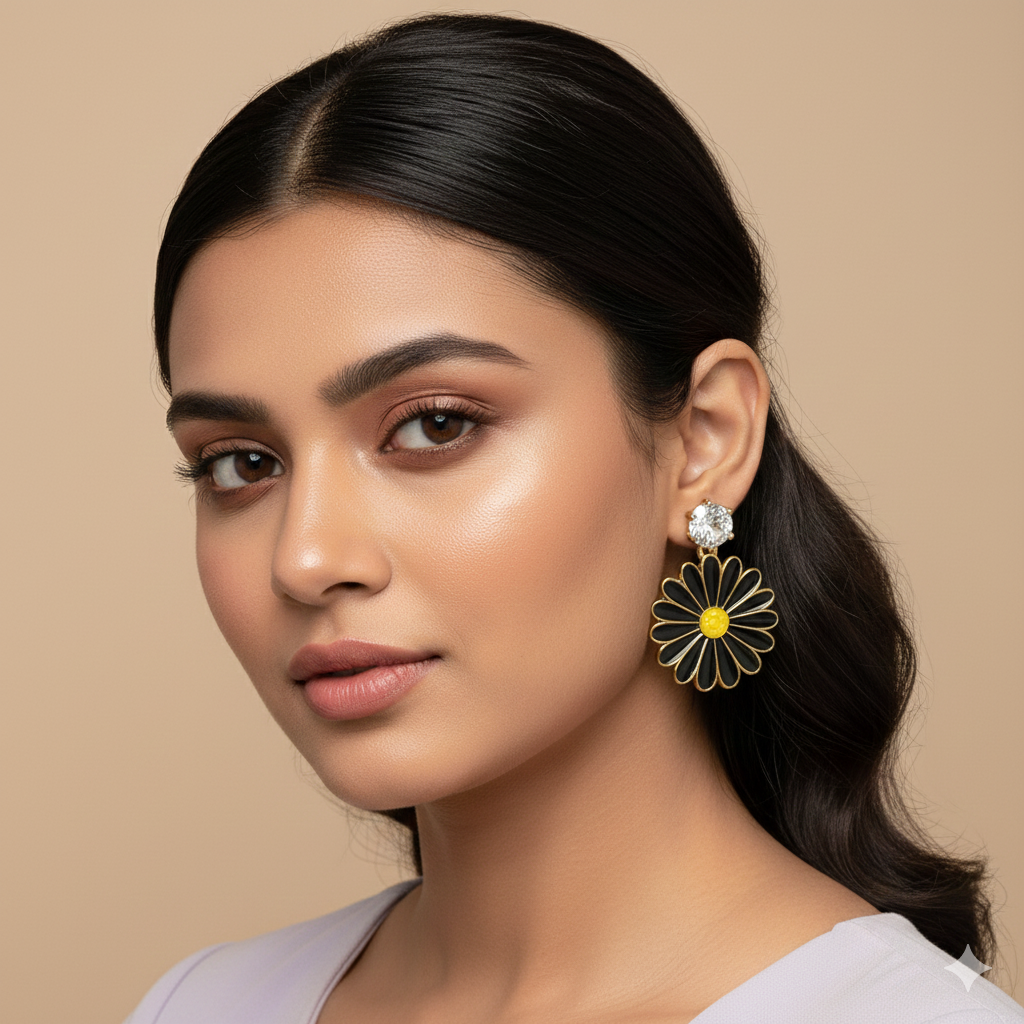 Chamki Love Spark Combo - 4 Korean Stud Earrings with Ring & Love Letter Gift for Her