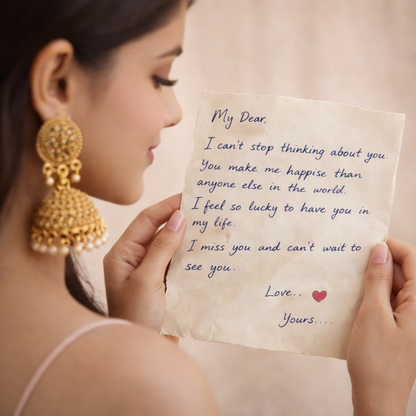 Set of 5 Jhumka Earrings Combo with Free Bow Ring & Personalized Handwritten Love Note | Perfect Gift for Her