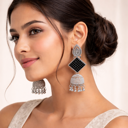 Oxidised Silver Jhumka Combo (5 Stylish Earrings + Free Bow Ring & Handwritten Love Letter)