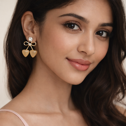 Chamki Love Spark Combo - 4 Korean Stud Earrings with Ring & Love Letter Gift for Her